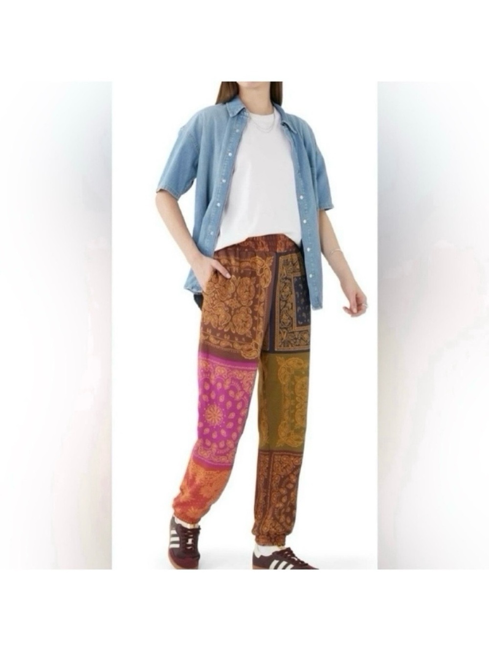 Farm Rio Black Bandana Dream Scarf Sweatpants Brown Cozy Comfy Soft Travel Boho